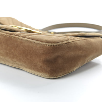 Gucci Velvet Matelasse Medium GG Marmont Shoulder Bag Taupe 7 of 10