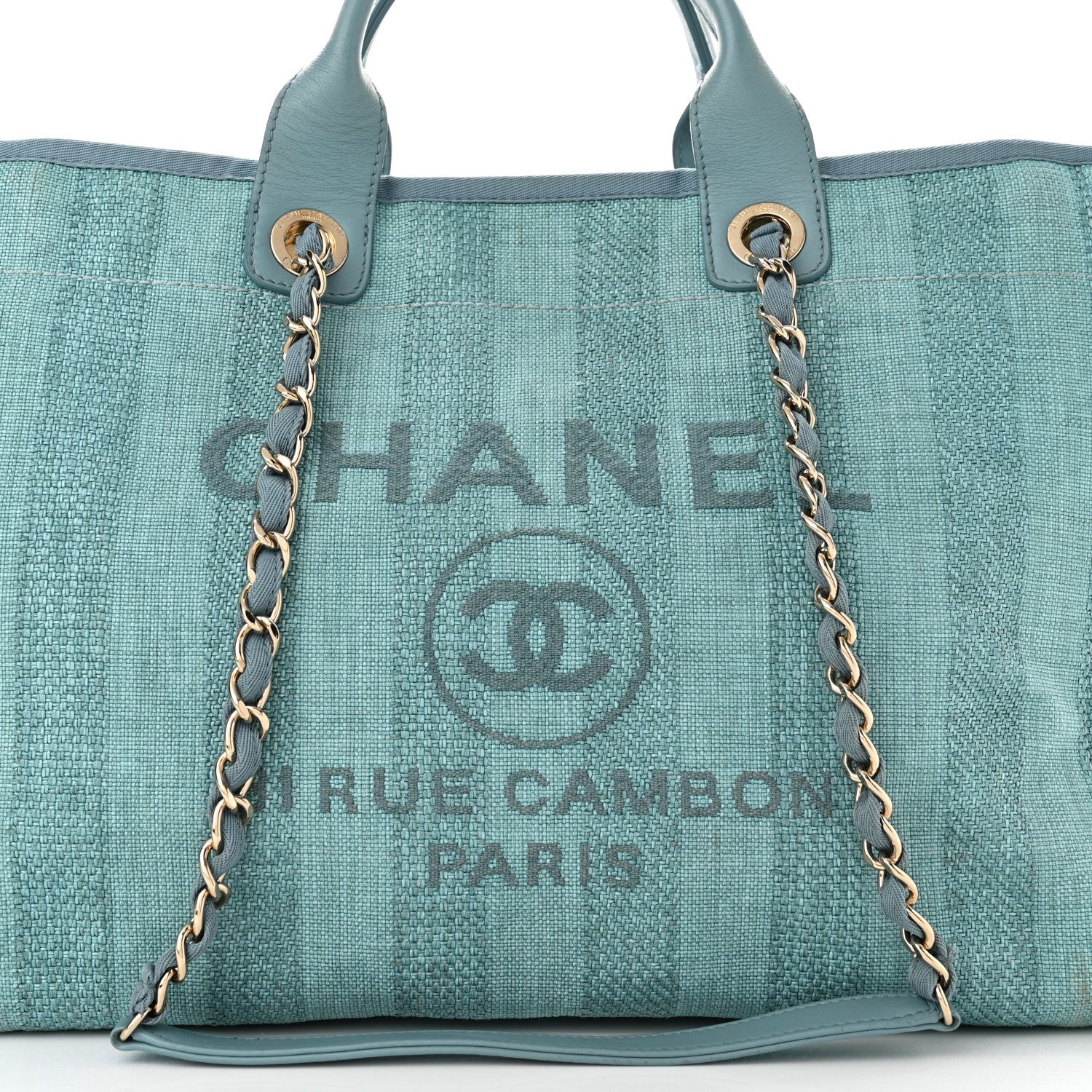 Chanel Mixed Fibers Striped Medium Deauville Tote Blue 8 of 10
