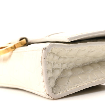 Balenciaga Shiny Calfskin Crocodile Embossed Hourglass Chain Bag White 9 of 9