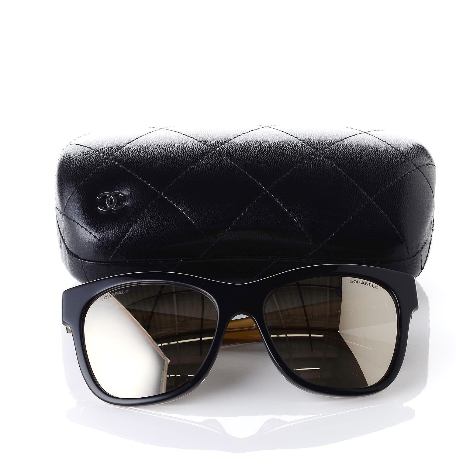 Chanel Acetate Mirrored Runway Square Sunglasses 5380 Black 8 of 8