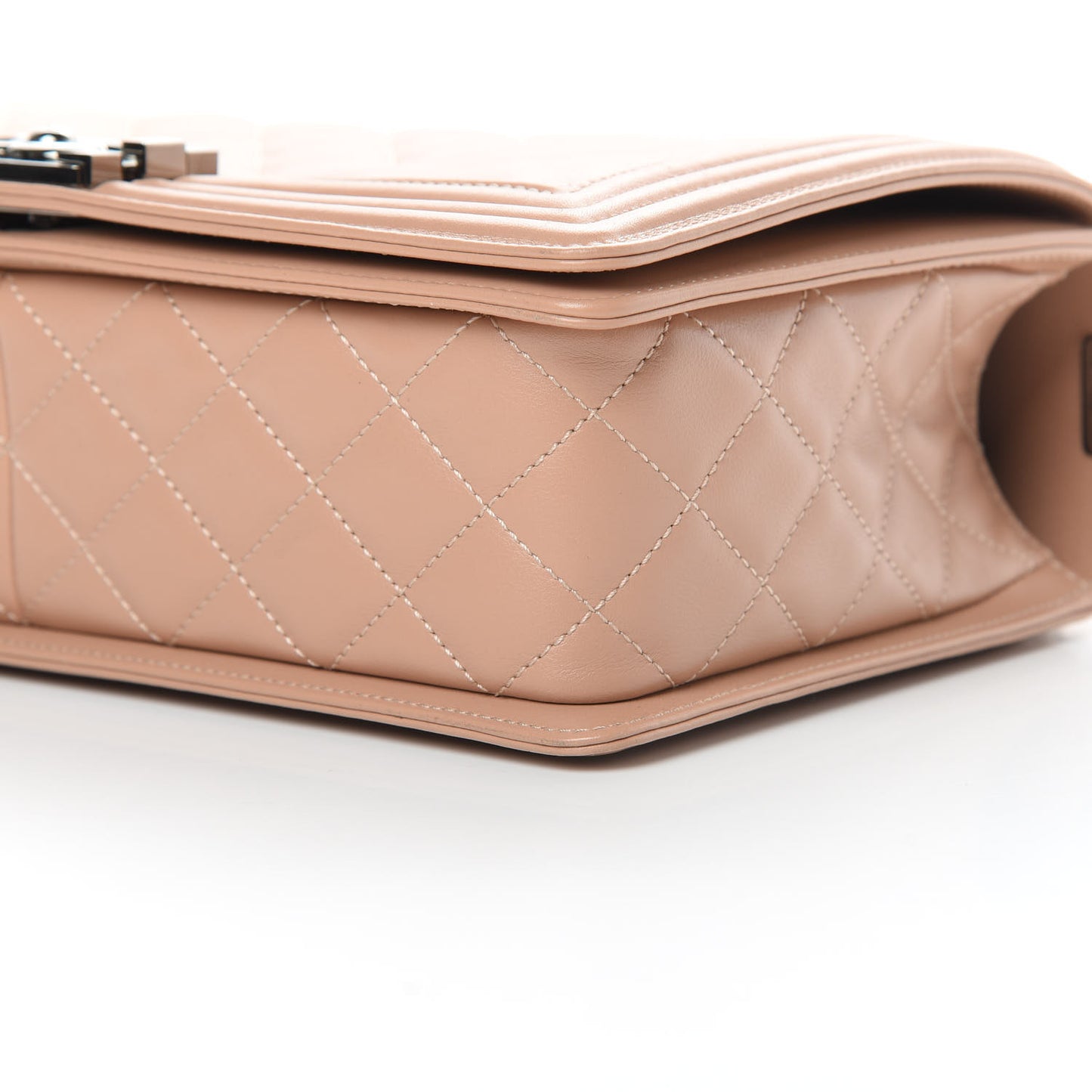 Calfskin Chevron Quilted New Medium Boy Flap Beige