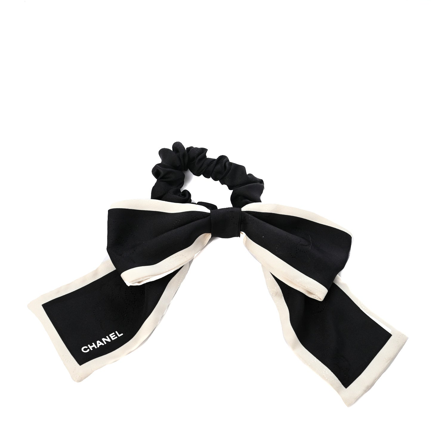 Silk Hair Tie Black Ivory