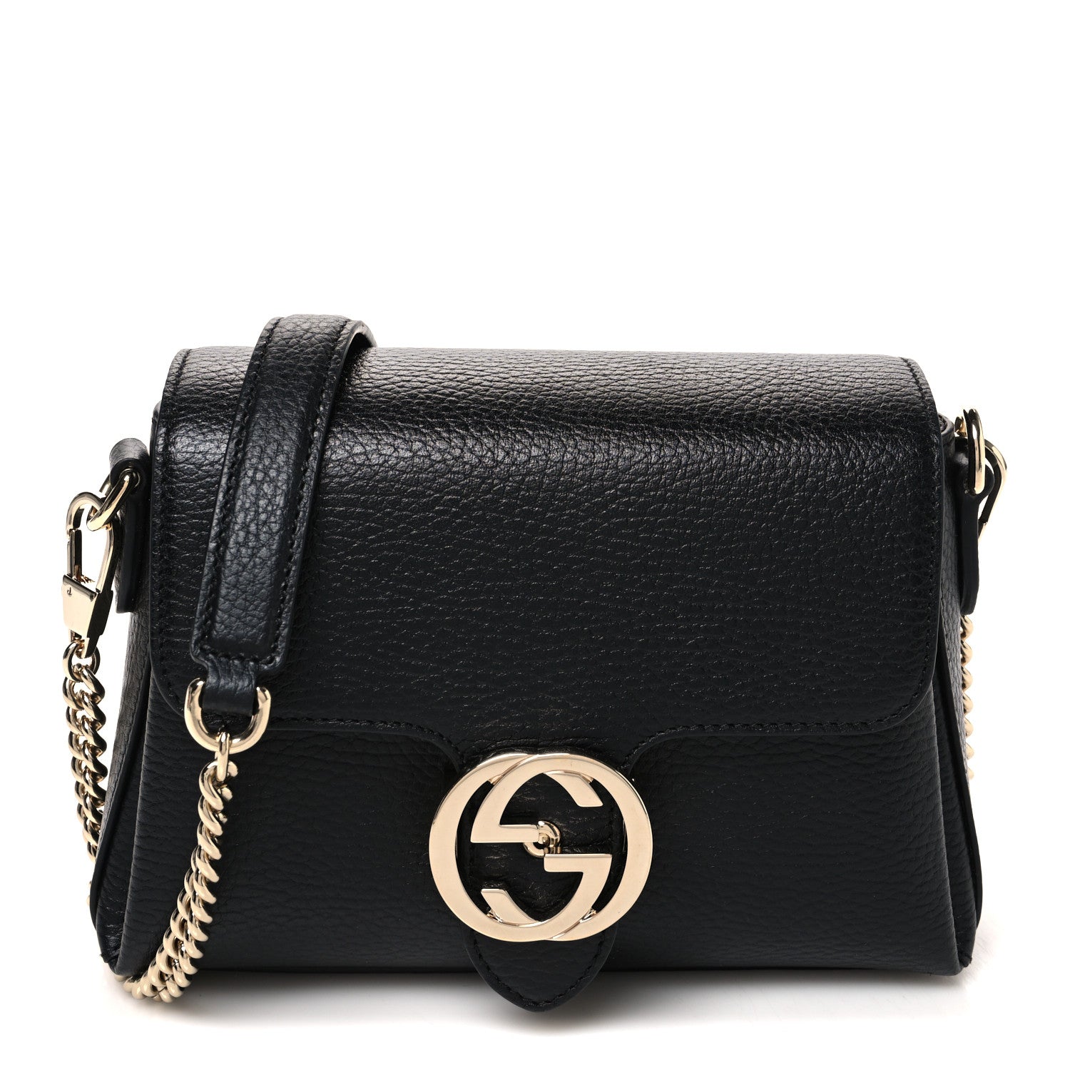 Gucci Dollar Calfskin Interlocking G Crossbody Bag Black 1 of 11