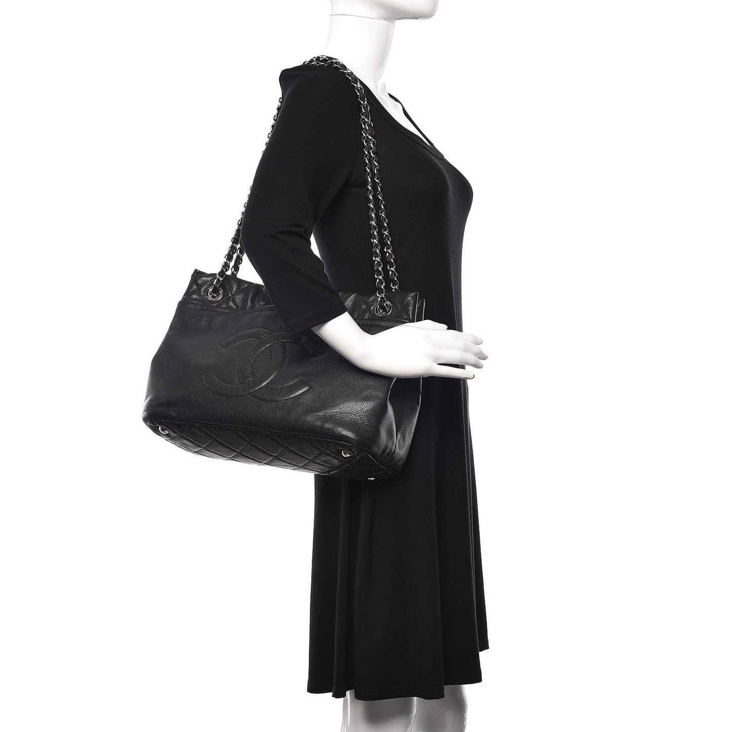 Caviar Quilted Timeless CC Soft Tote Black