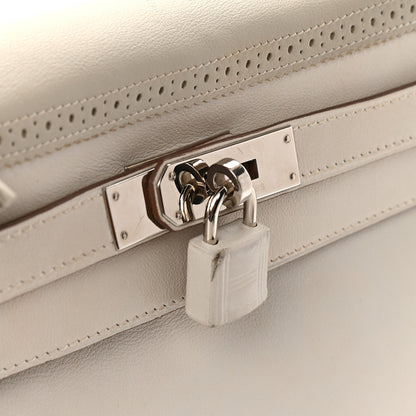 Hermes Swift Ghillies Kelly Retourne 32 White Gris Perle 13 of 17