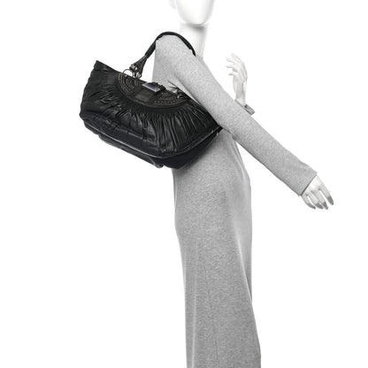 Christian Dior Lambskin Plisse Pleated Basket Tote Bag Black 2 of 10