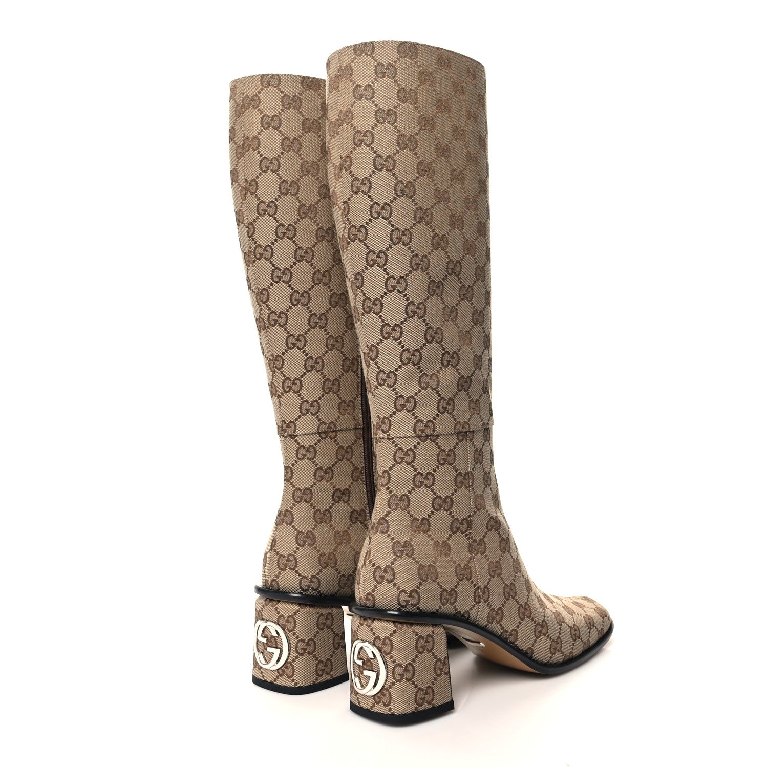 Gucci GG Supreme Knee High Boots 38.5 Beige Ebony New Acero 4 of 7