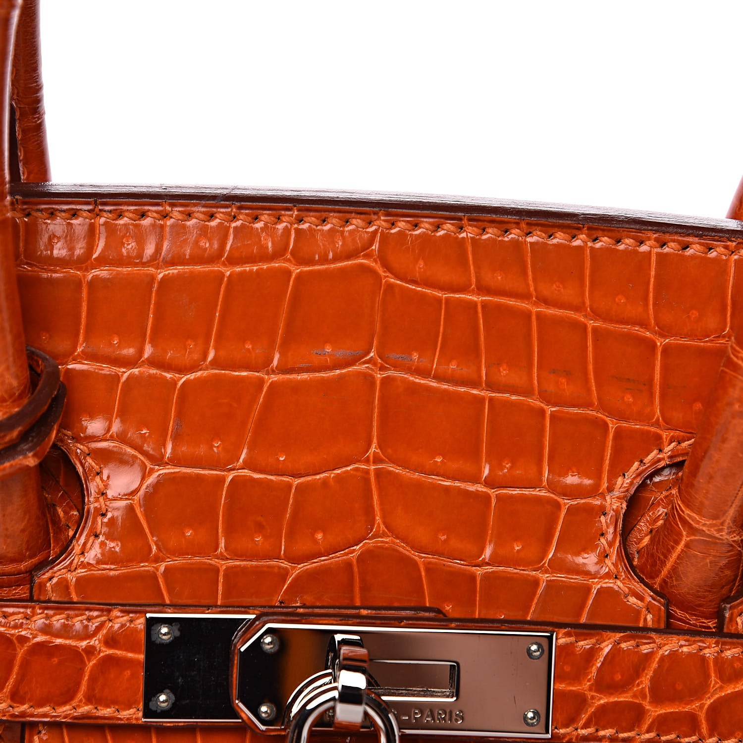 Hermes Shiny Porosus Crocodile Birkin 35 Orange 31 of 33