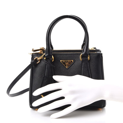 Prada Saffiano Lux Micro Galleria Double Zip Tote Nero Black 3 of 8