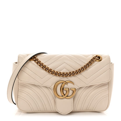 Gucci Calfskin Matelasse Small GG Marmont Shoulder Bag White 1 of 12