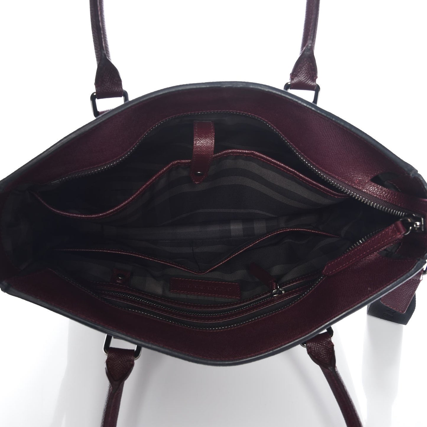 Grainy Calfskin Striped London Mens Tote
