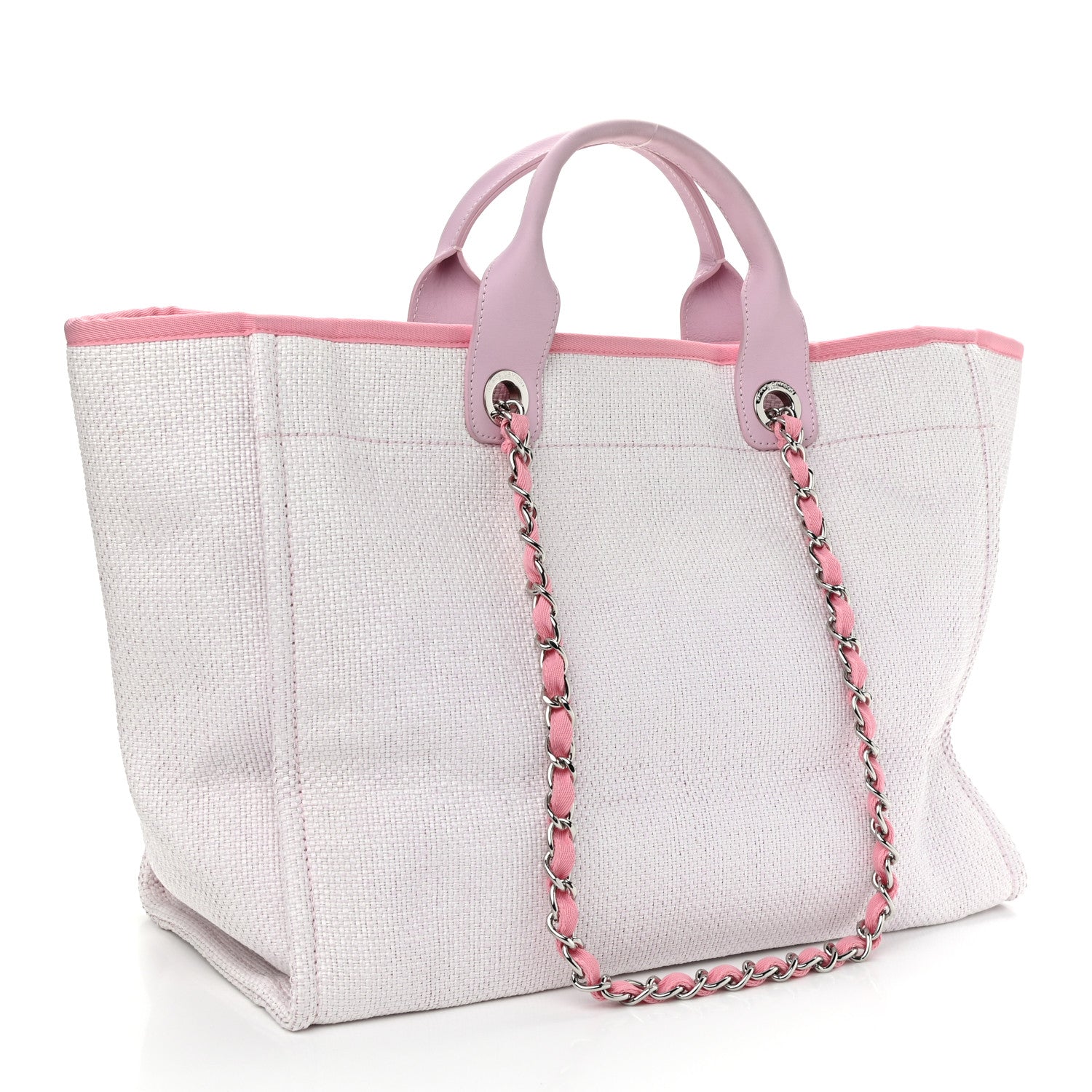Chanel Woven Straw Raffia Medium Deauville Tote Pink 3 of 10