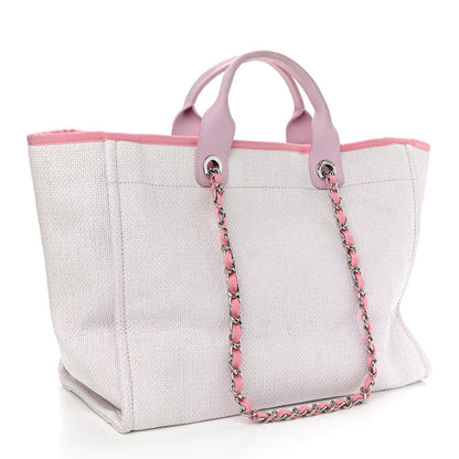 Chanel Woven Straw Raffia Medium Deauville Tote Pink 3 of 10