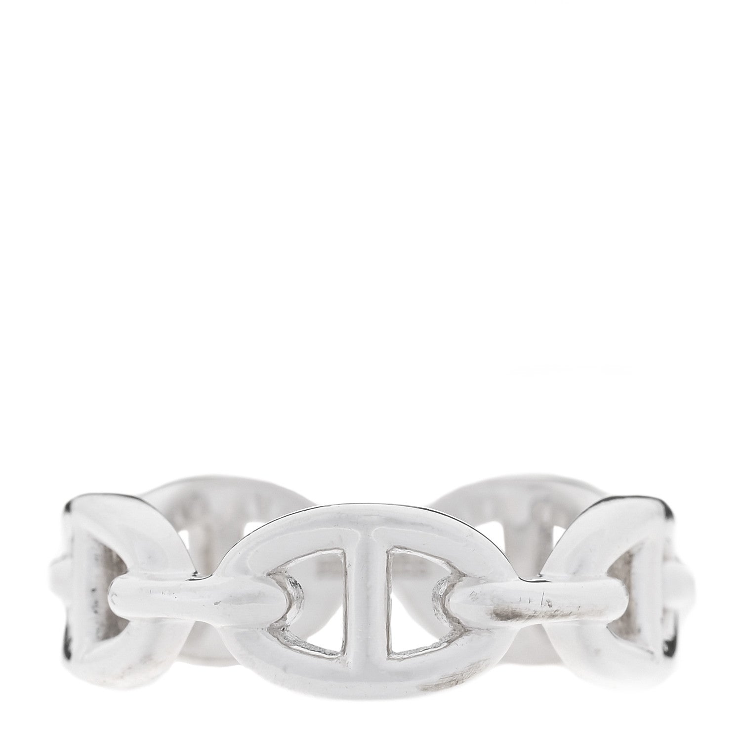Hermes Sterling Silver PM Chaine d'Ancre Enchainee Band Ring 56 7.75 1 of 9