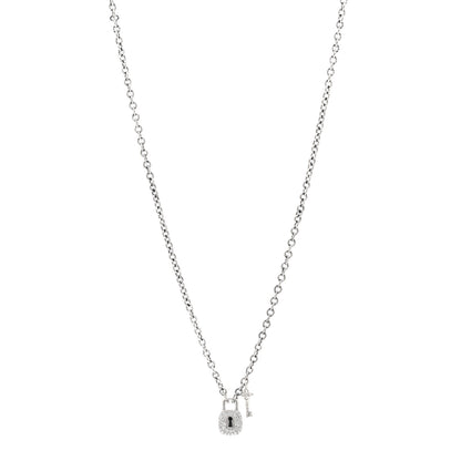 David Yurman Sterling Silver Diamond Cable Collectibles Lock and Key Charm Pendant Necklace 1 of 4