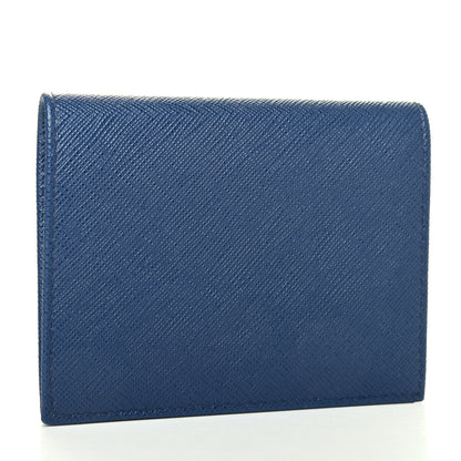 Prada Saffiano Metal Compact Snap Bi-Fold Wallet Cobalto 2 of 4