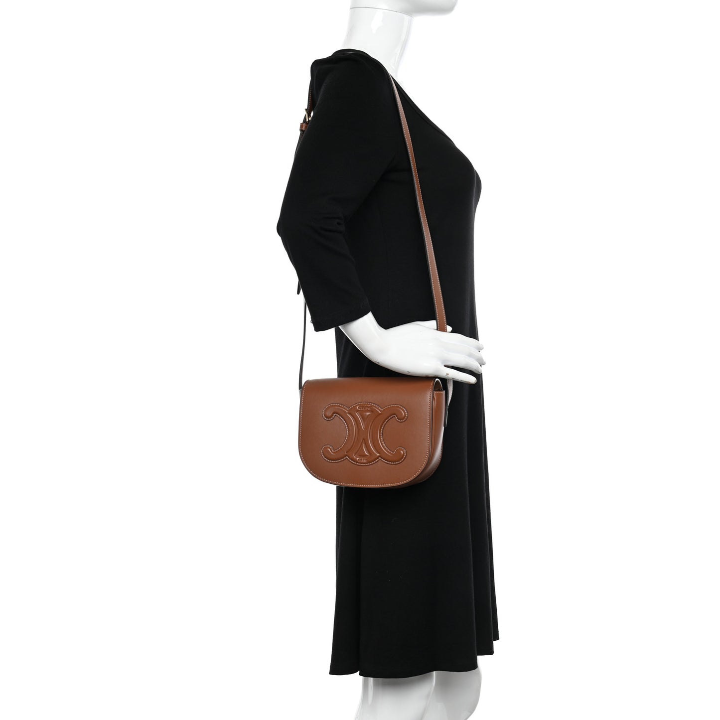 Smooth Calfskin Cuir Triomphe Folco Crossbody Bag Tan