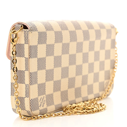 Louis Vuitton Damier Azur Pochette Felicie Chain Wallet Rose Ballerine 4 of 13