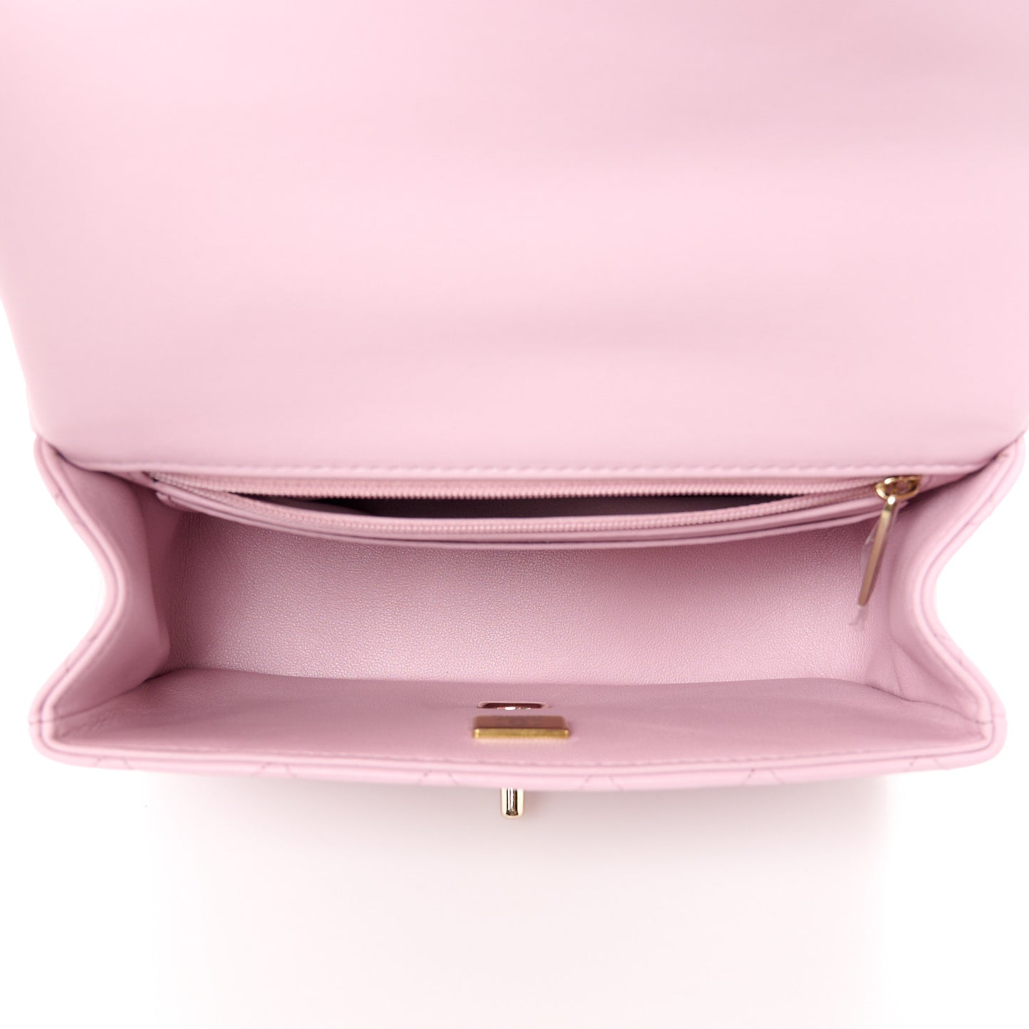Lambskin Quilted Mini Top Handle Rectangular Flap Pink