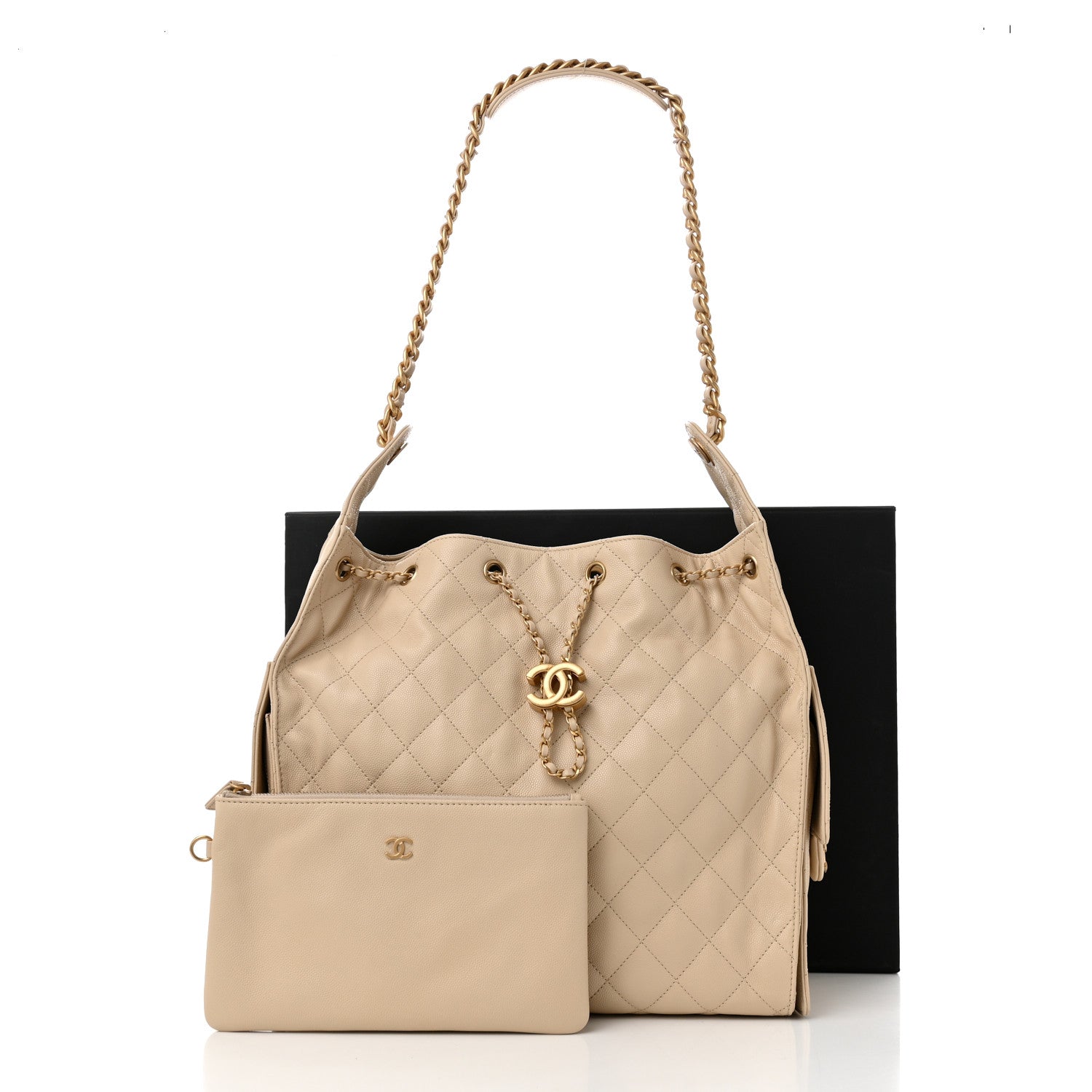 Chanel Caviar Quilted Medium Chanel 25 Handbag Beige 12 of 12