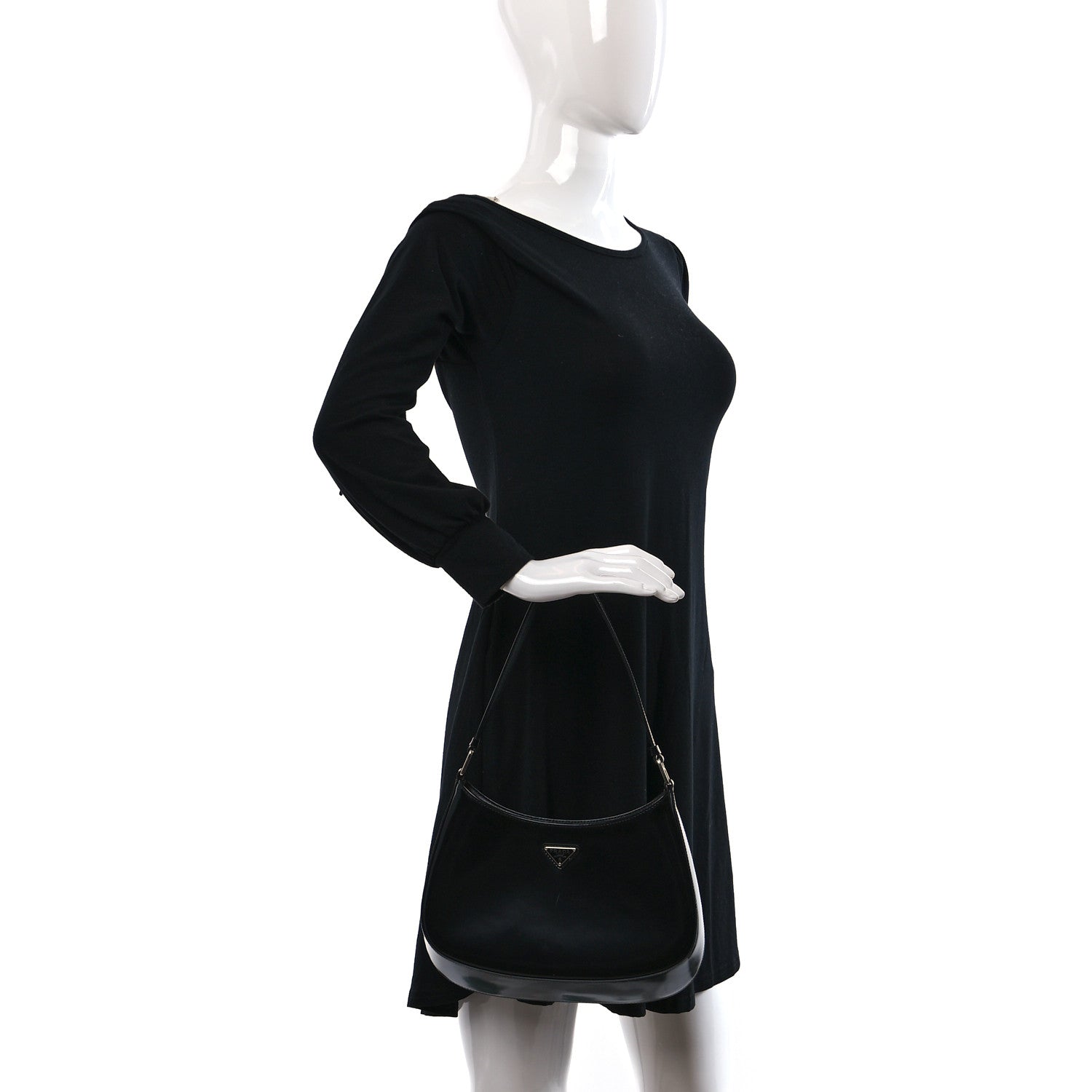 Prada Spazzolato Cleo Shoulder Bag Black 2 of 9