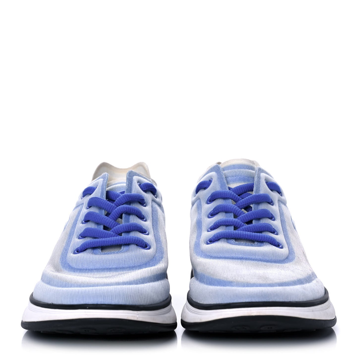 Calfskin Mesh Lyrca Womens Logo Sneakers 38 White Blue