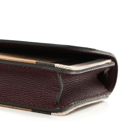 Burberry Grained Calfskin House Check Tartan Mix Hampshire Wallet On Chain Burgundy 9 of 9