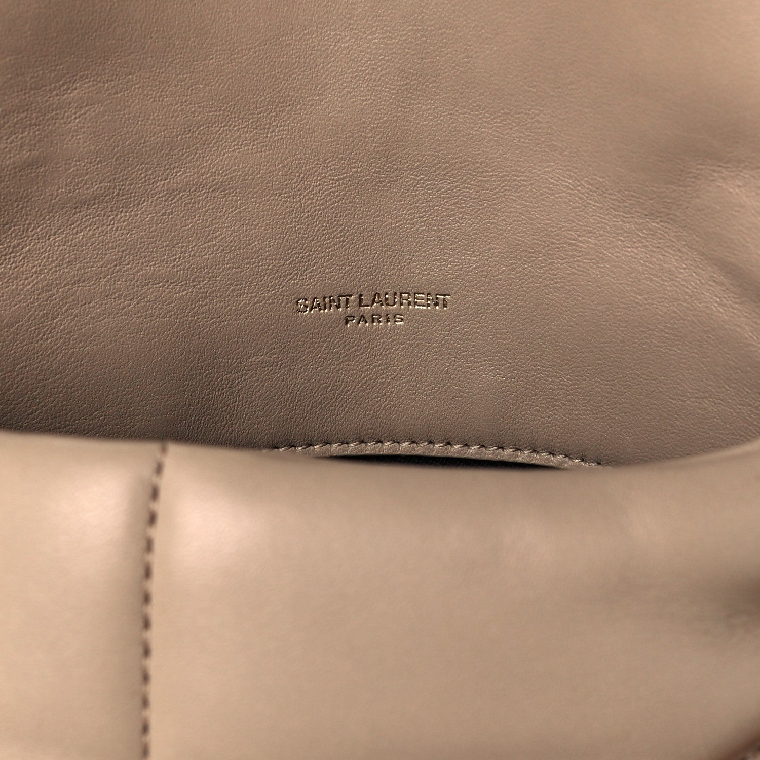 Saint Laurent Lambskin Quilted Medium Loulou Puffer Monogram Chain Satchel Dark Beige 5 of 10