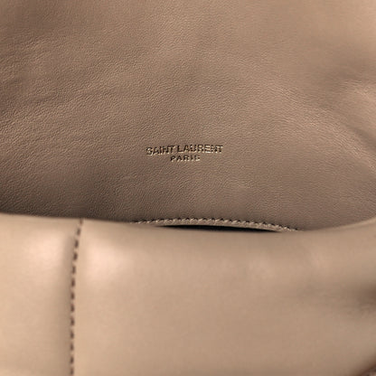 Saint Laurent Lambskin Quilted Medium Loulou Puffer Monogram Chain Satchel Dark Beige 5 of 10