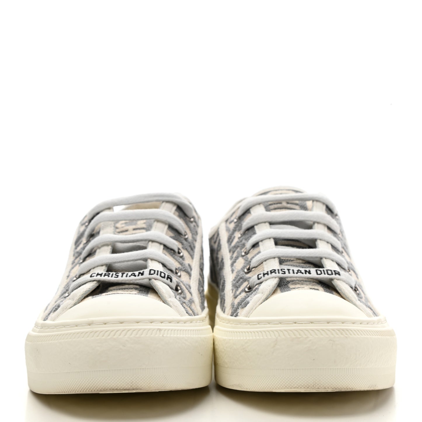 Canvas Oblique Walk'N'Dior Low Top Sneakers 35.5 Grey Stone