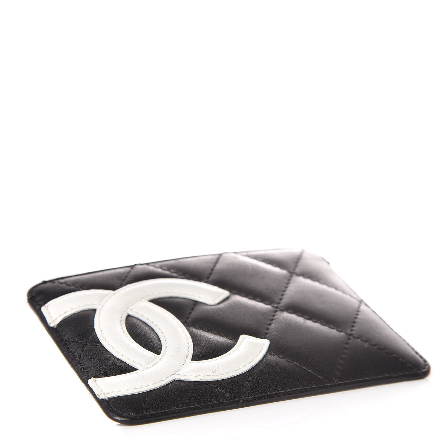 Chanel Calfskin Quilted Cambon Card Holder Black White 4 of 9