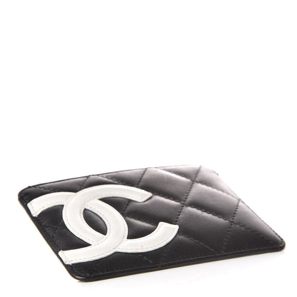 Chanel Calfskin Quilted Cambon Card Holder Black White 4 of 9