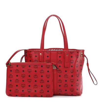 MCM Visetos Medium Liz Reversible Shopper Tote Ruby Red 1 of 16