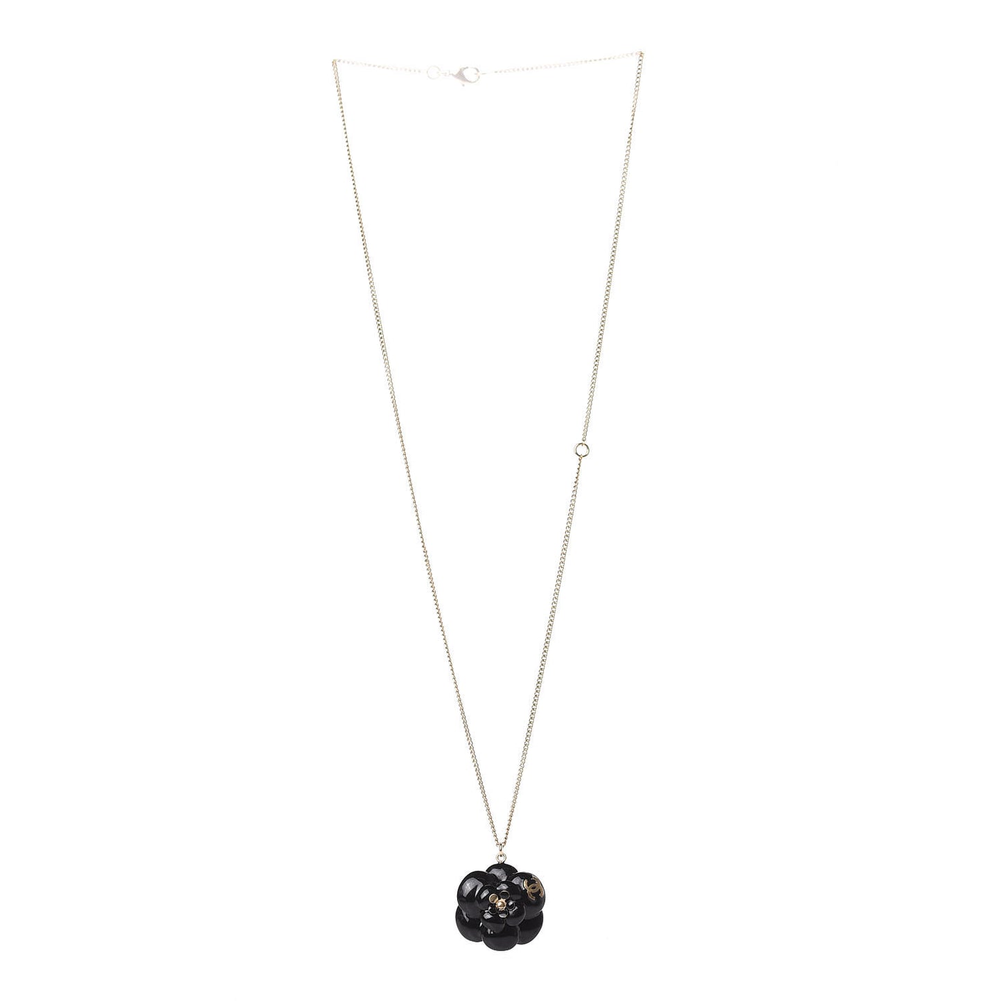 Enamel CC Camellia Necklace Gold Black