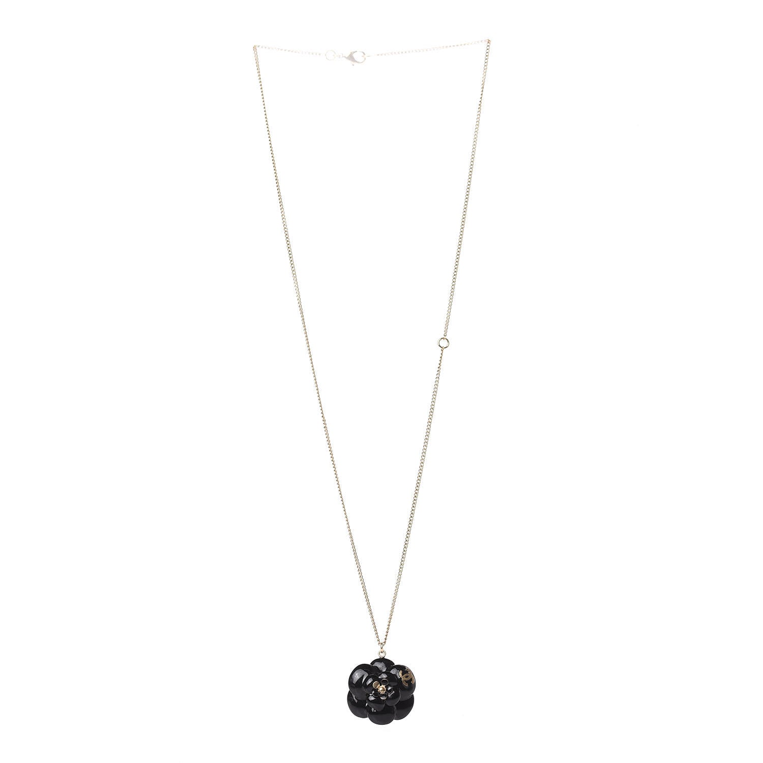 Chanel Enamel CC Camellia Necklace Gold Black 2 of 5