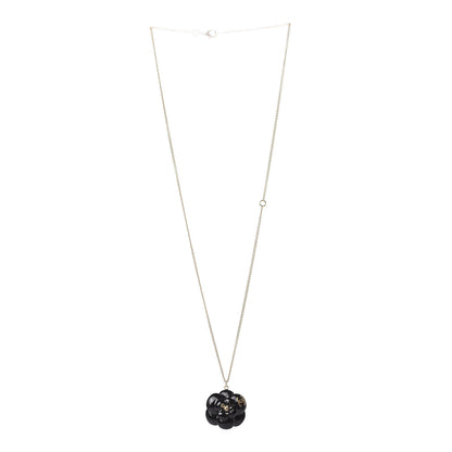 Chanel Enamel CC Camellia Necklace Gold Black 2 of 5