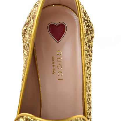 Gucci Glitter Nappa Web Peyton 75mm Loafer Pumps 38.5 Oro Vecchio 8 of 11