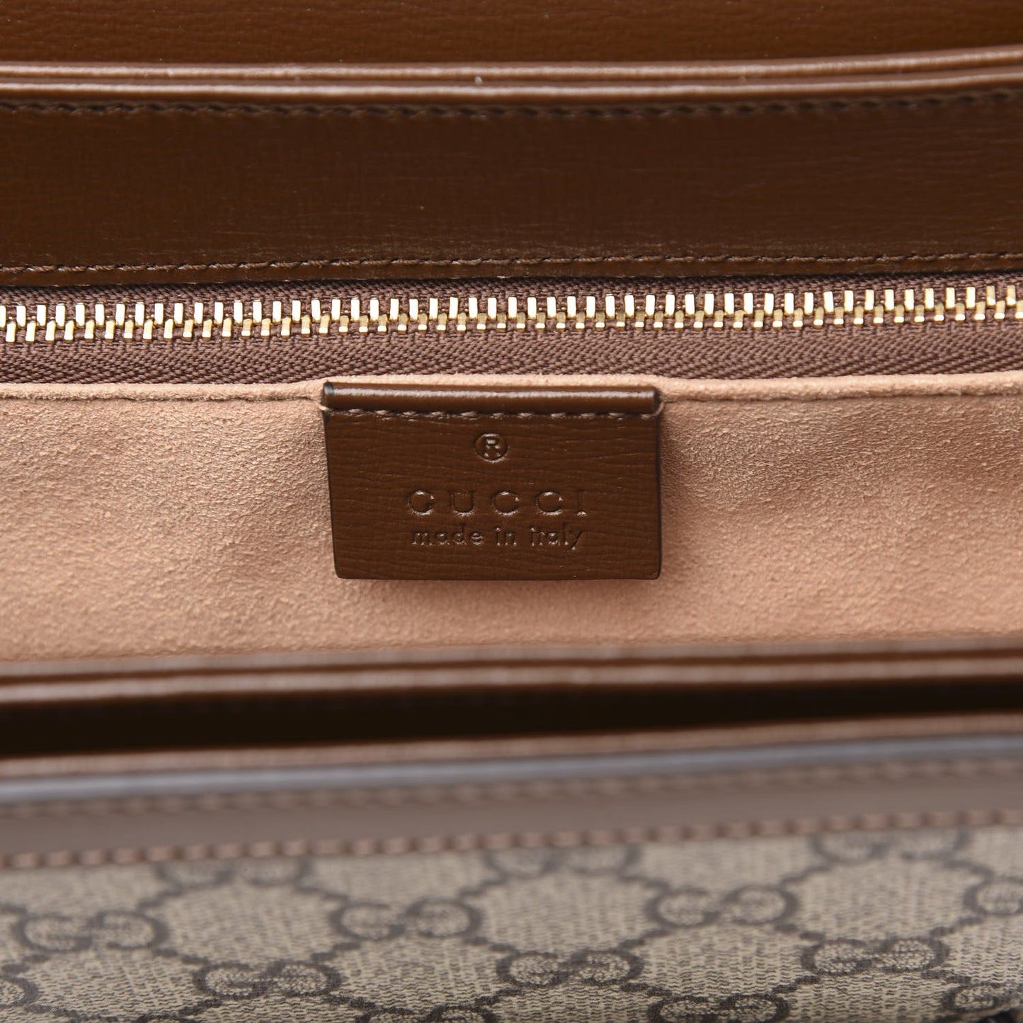 GG Supreme Monogram Horsebit 1955 Shoulder Bag Beige Brown Sugar