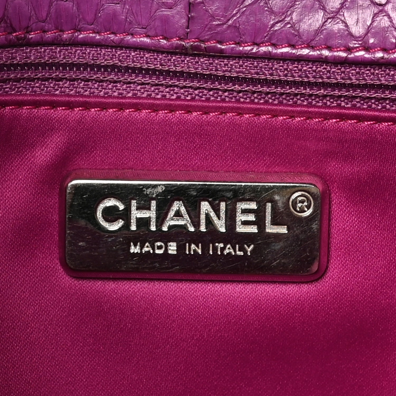 CHANEL カラー Chanel Elaphe Snakeskin Quilted Medium Easy Carry Flap Purple