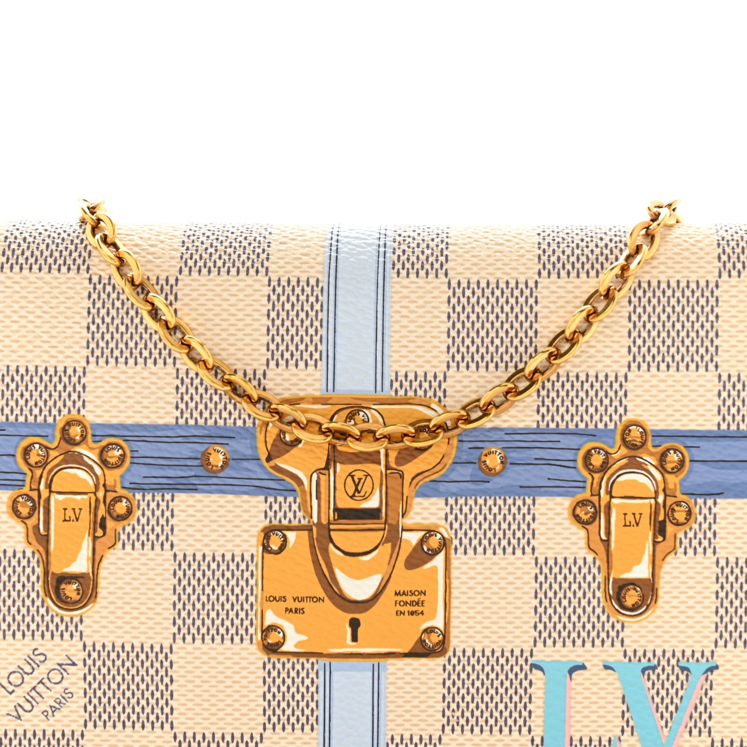 Louis Vuitton Damier Azur Summer Trunks Pochette Weekend 9 of 13