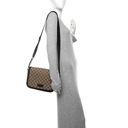 Gucci Monogram Flap Messenger Bag Beige Dark Brown 2 of 13