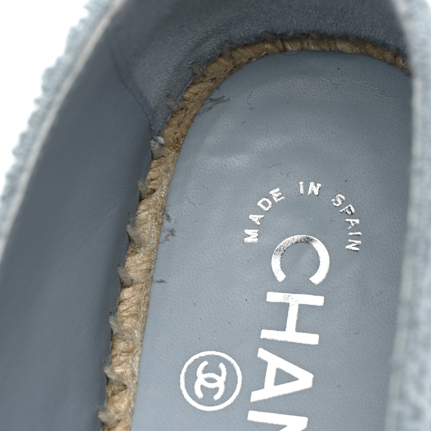 Chanel Fabric Grosgrain CC Espadrilles 37 Blue Light Gray Black 9 of 10