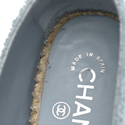 Chanel Fabric Grosgrain CC Espadrilles 37 Blue Light Gray Black 9 of 10