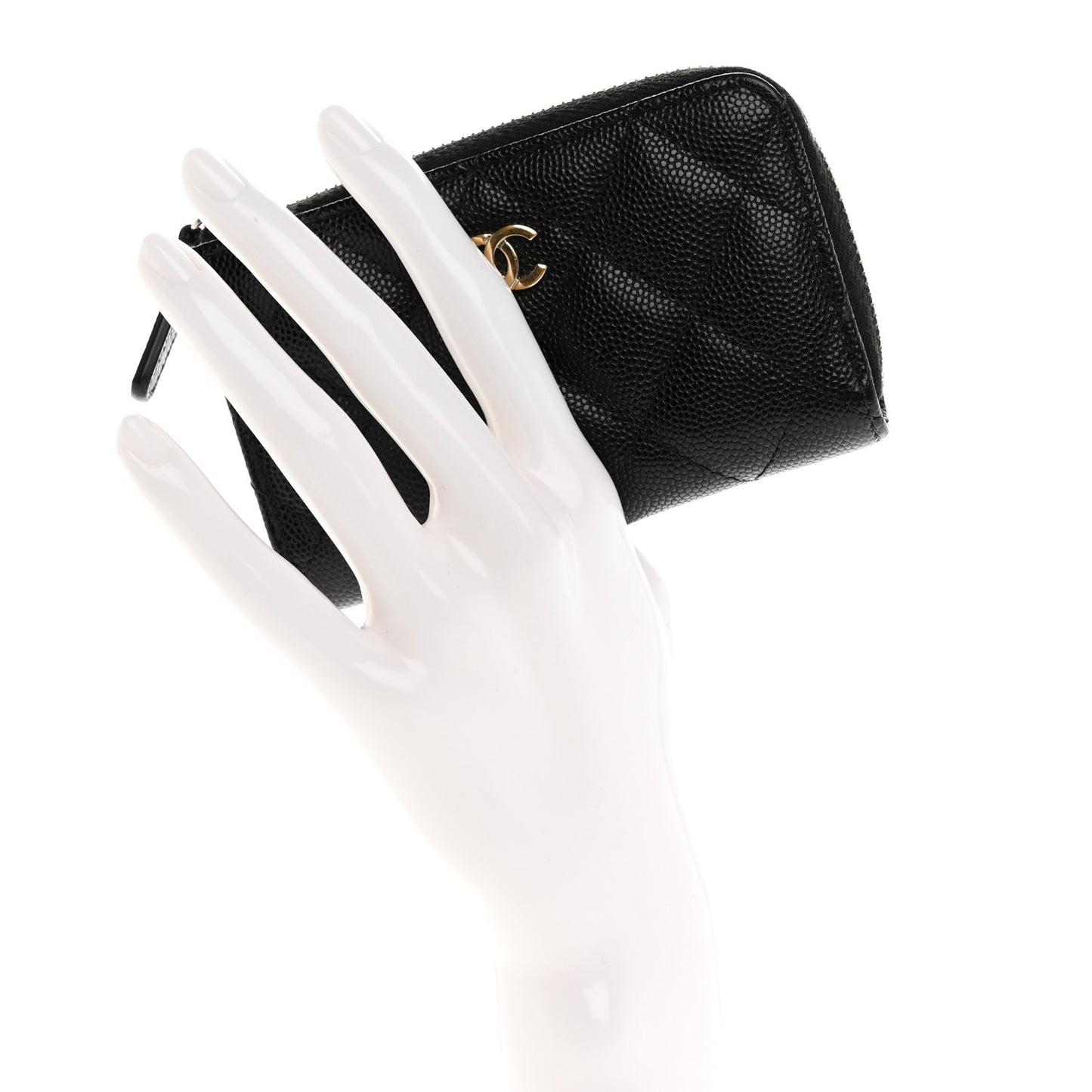 Caviar Quilted Key Holder Case Black