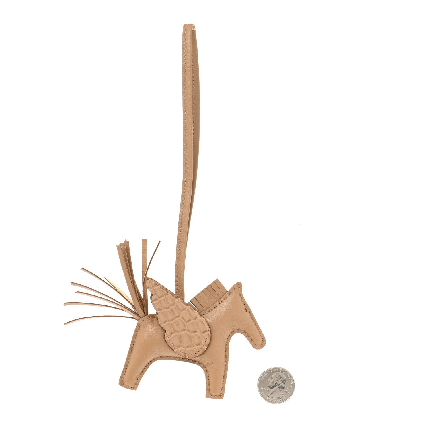 Hermes Milo Lambskin Matte Alligator Touch Grigri Rodeo Pegase Horse Bag Charm PM Chai 2 of 5