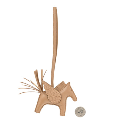 Hermes Milo Lambskin Matte Alligator Touch Grigri Rodeo Pegase Horse Bag Charm PM Chai 2 of 5