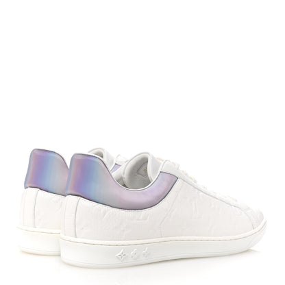 Louis Vuitton Iridescent Grained Calfskin Embossed Monogram Mens Luxembourg Low Top Sneakers 9.5 White 5 of 9