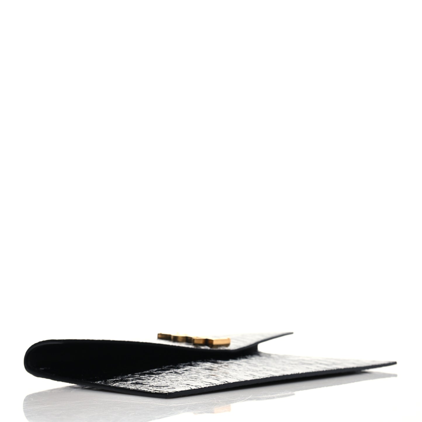 Calfskin Crocodile Embossed Uptown Monogram Clutch Black