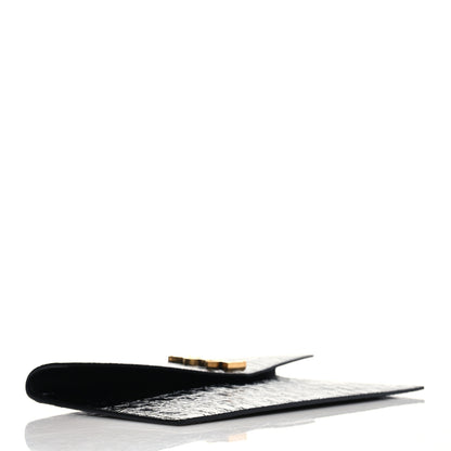 Saint Laurent Calfskin Crocodile Embossed Uptown Monogram Clutch Black 4 of 8