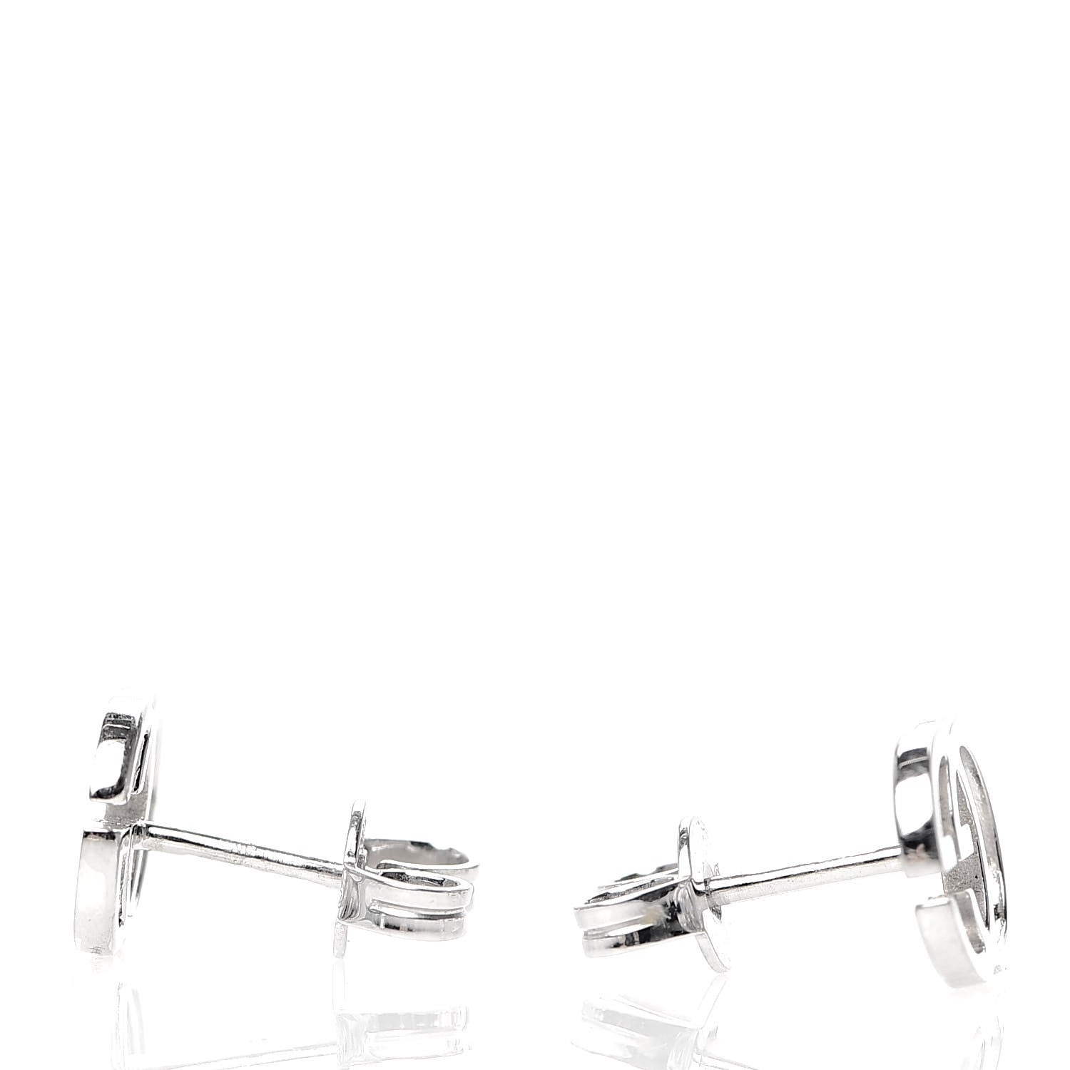 Gucci 18K White Gold GG Tissue Stud Earrings 3 of 4